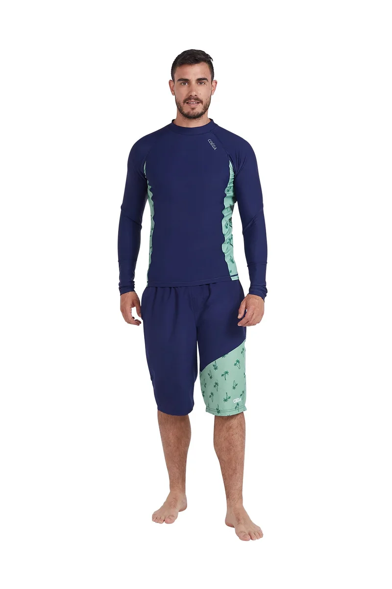COEGA SUNWEAR  COEGA  Mens Mens Rashguard Long Sleeve - Navy Spring Palms for Men | Best Price UAE